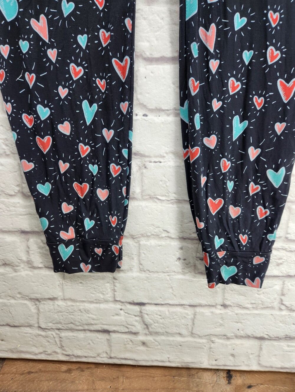 MeUndies Heart Print Hooded Zip Front One Piece Lounge Jumpsuit XL 2XL Cozy - Picture 3 of 12